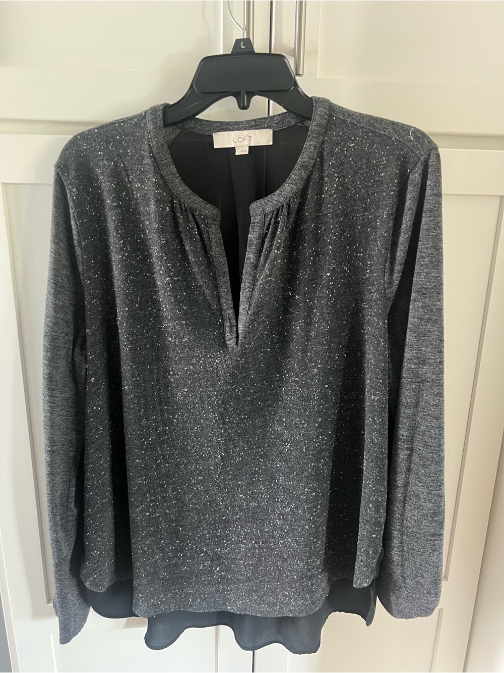 Loft Grey and Black mixed material shirt L